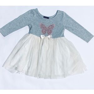 TILT Butterfly 🦋Dress White/Gray 3T